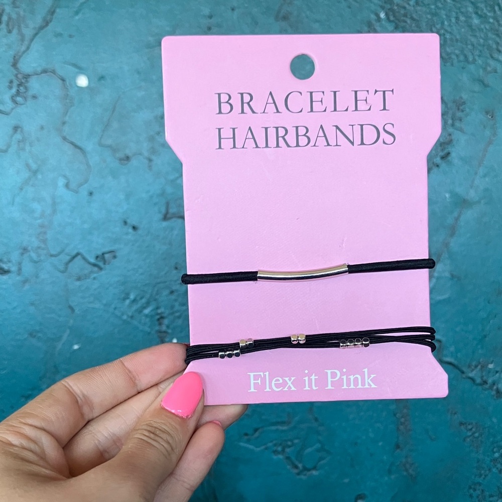 Black Bracelet Hairbands with Silver Accents